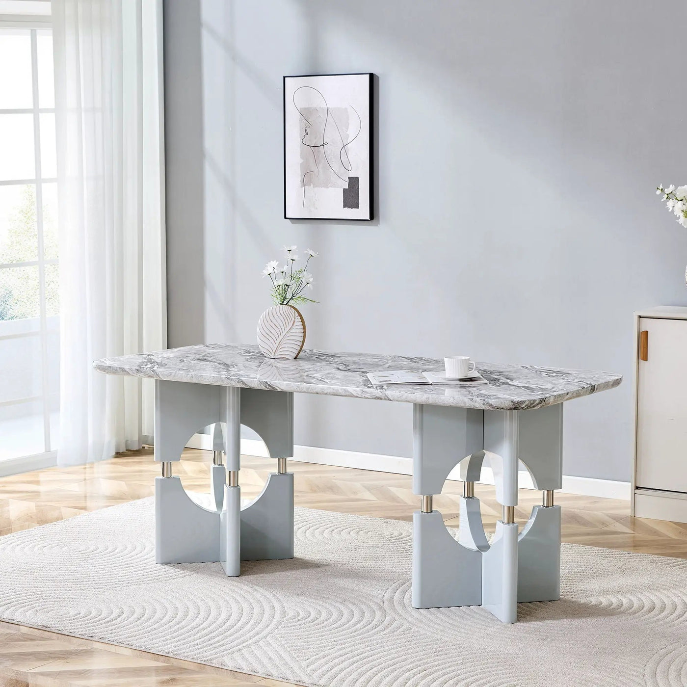 Modern Dining Table With Sleek Hollow-Out Frame And Accents by HouseOfZazla