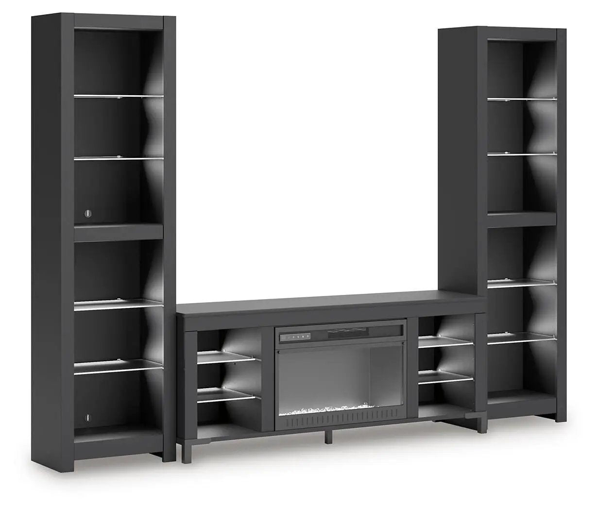 Cayberry - 3-Piece Entertainment Center With Electric Fireplace - Black by Unique Piece Furniture