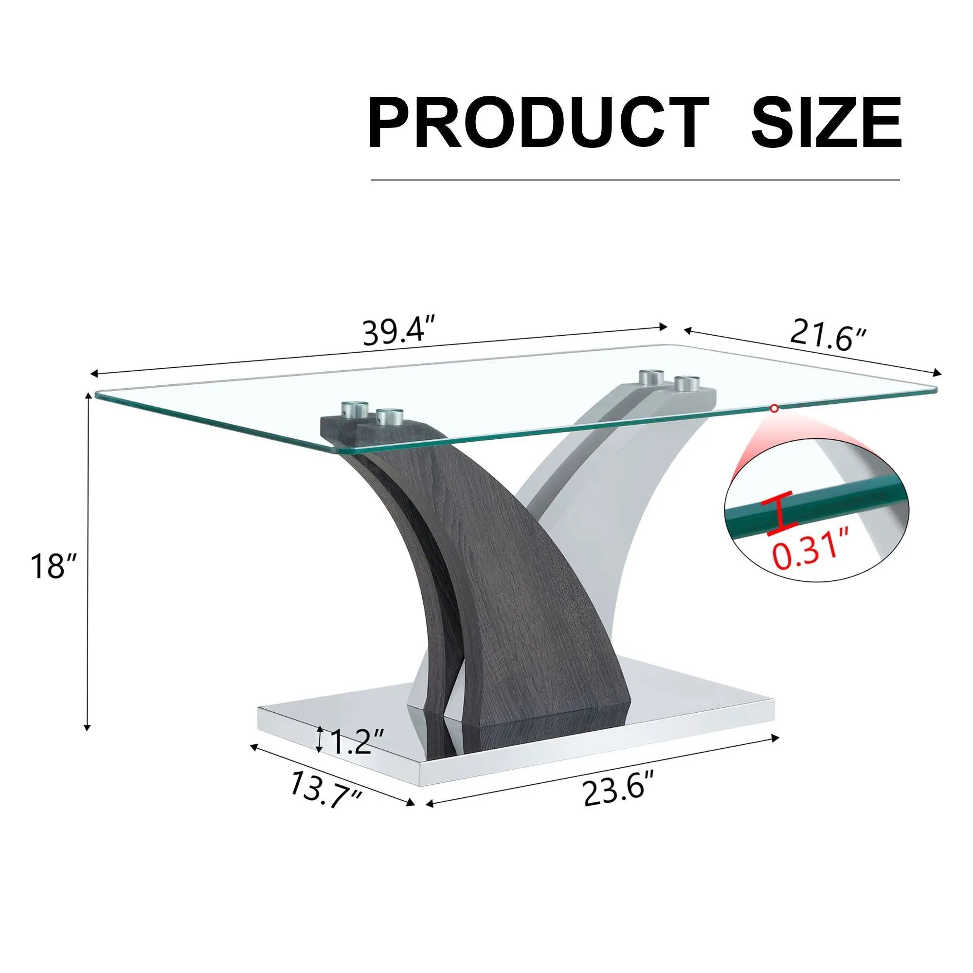 Artistic Rectangular Coffee Table With Tempered Glass Countertop by HouseOfZazla
