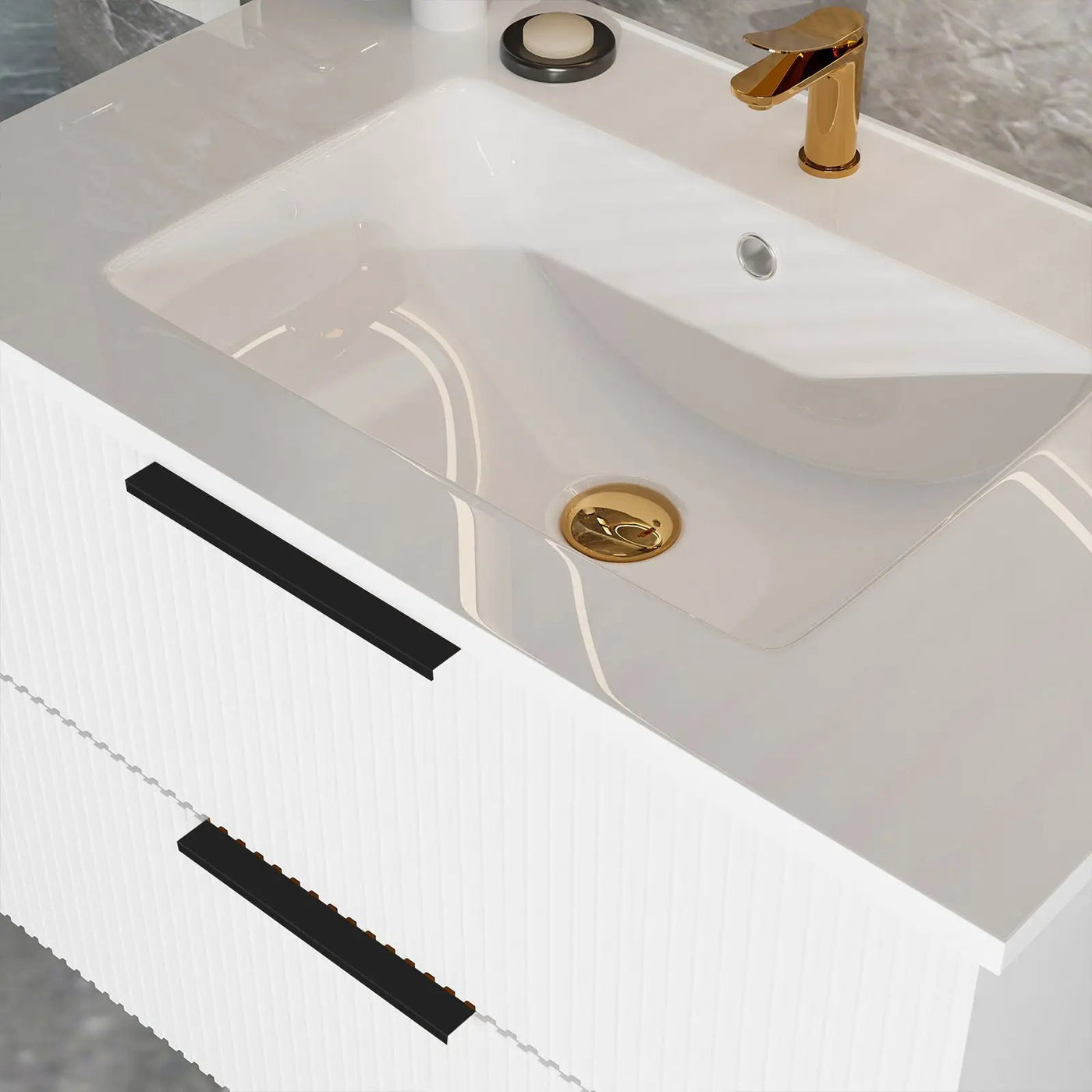 Modern Wall Mounted Floating Bathroom Vanity With Sink And Drawers by HouseOfZazla
