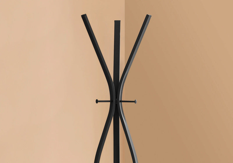 Black Metal Freestanding Coat Rack with 3 Hooks - Entryway, photo 2 of 4