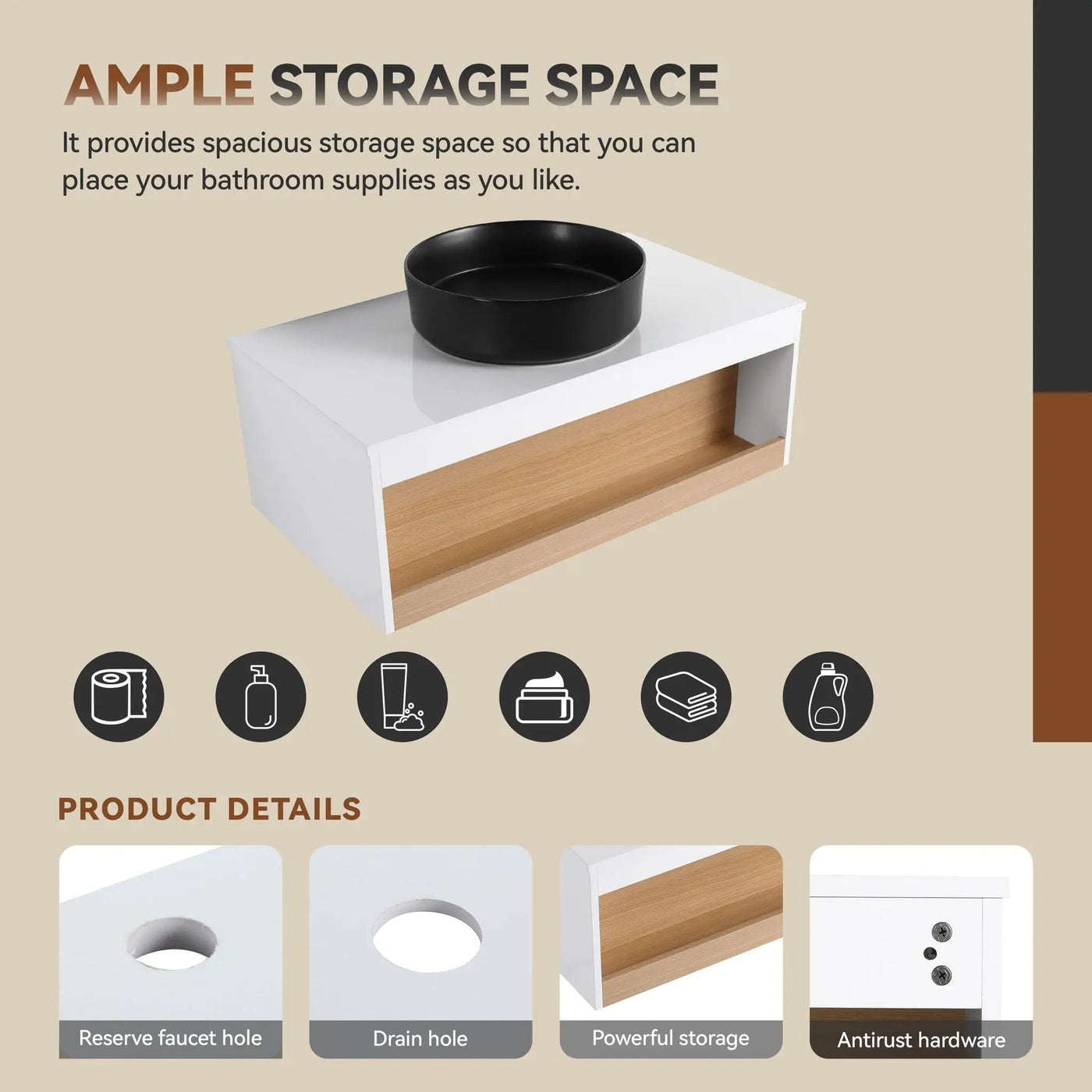 Floating Bathroom Vanity With Glossy Round Vessel Sink by HouseOfZazla