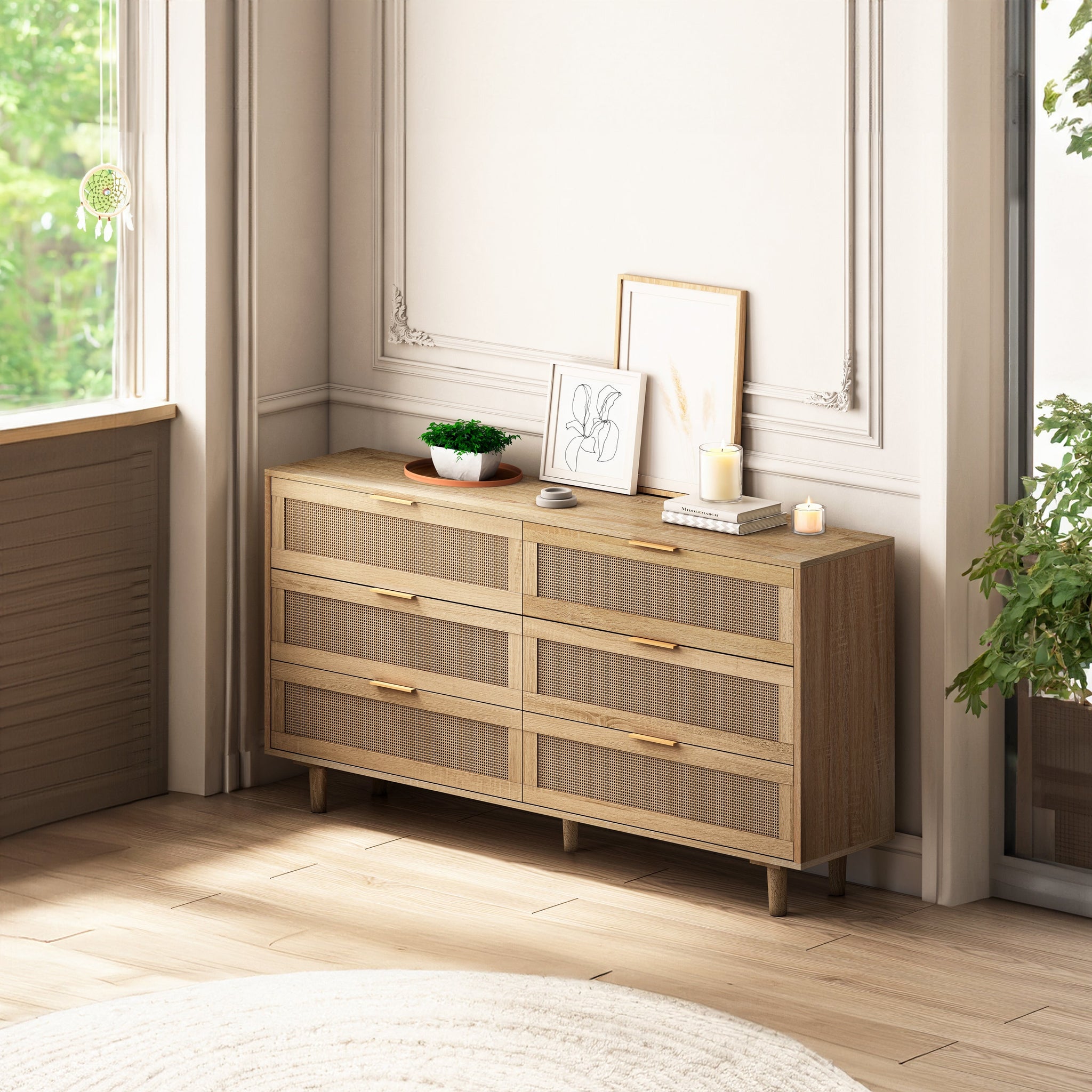 59.06" 6-Drawers Rattan Storage Cabinet by HouseOfZazla