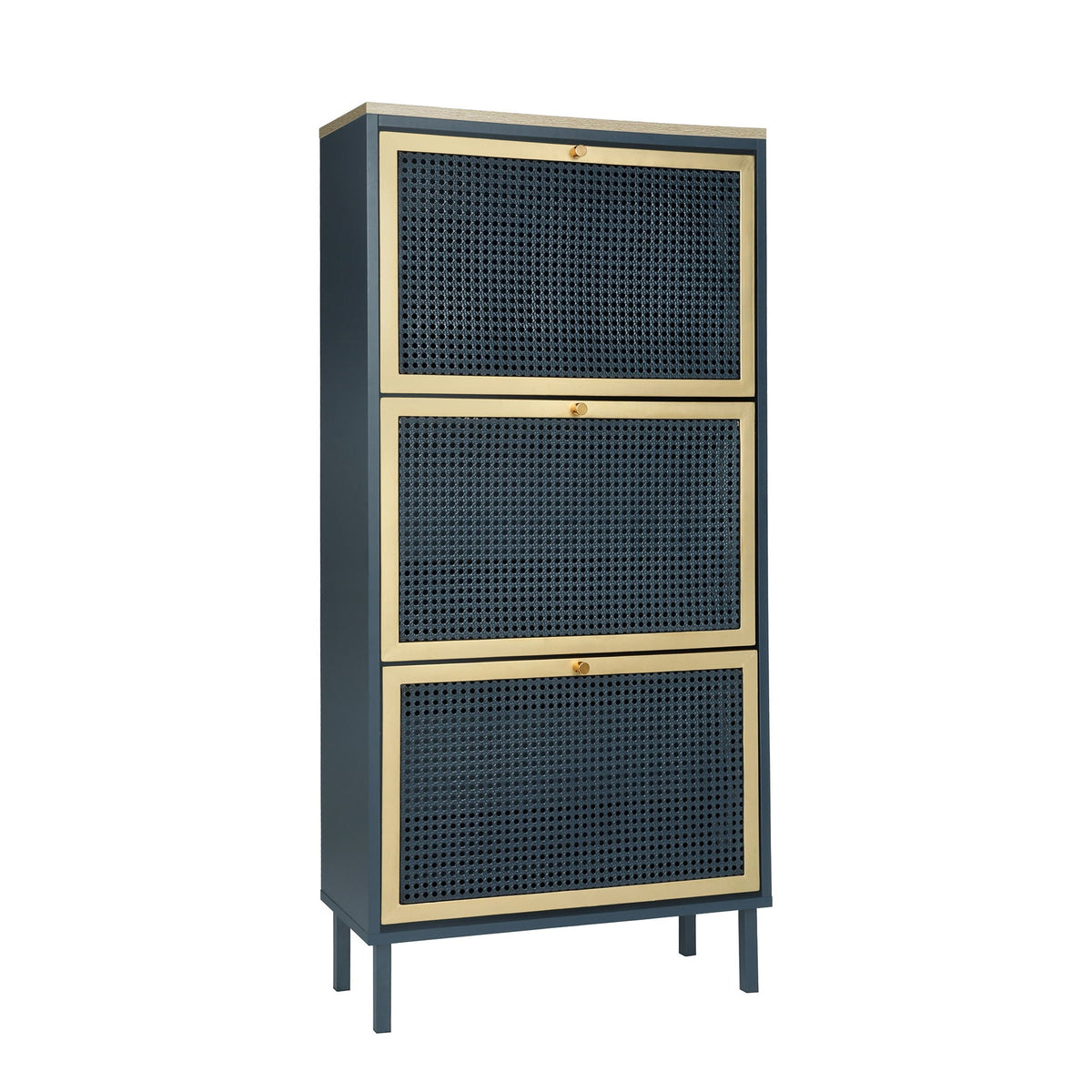 Modern Rattan 3 Door Shoe Rack Cabinet For Entryway, photo 3 of 14