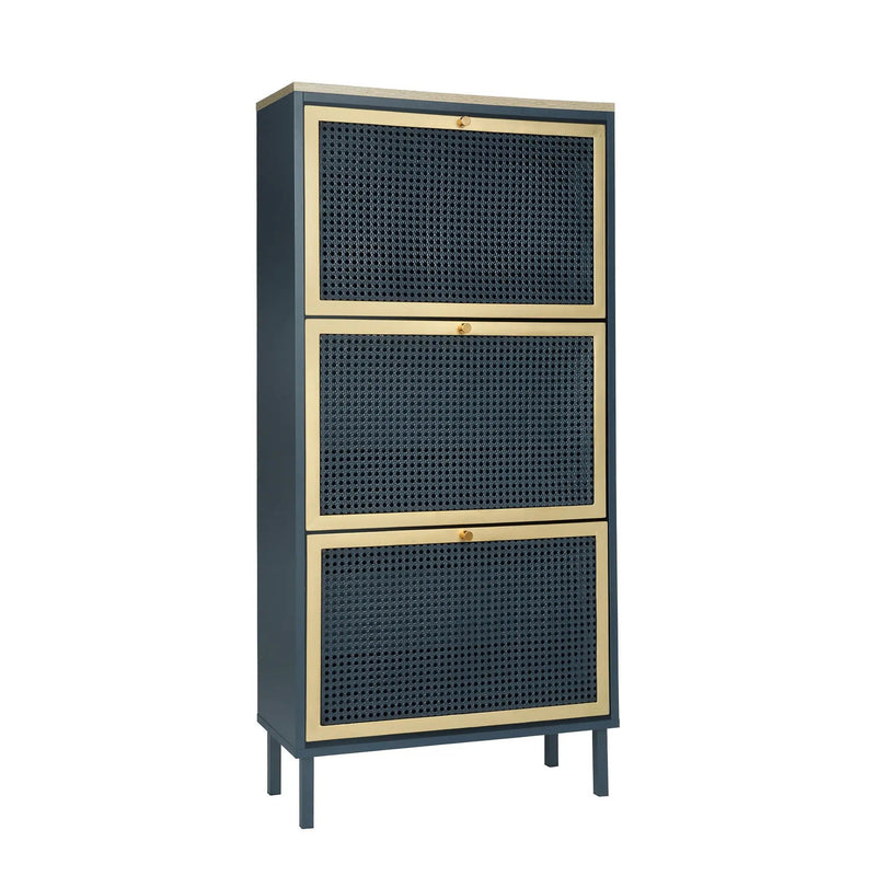Modern Rattan 3 Door Shoe Rack Cabinet For Entryway by Unique Piece Furniture