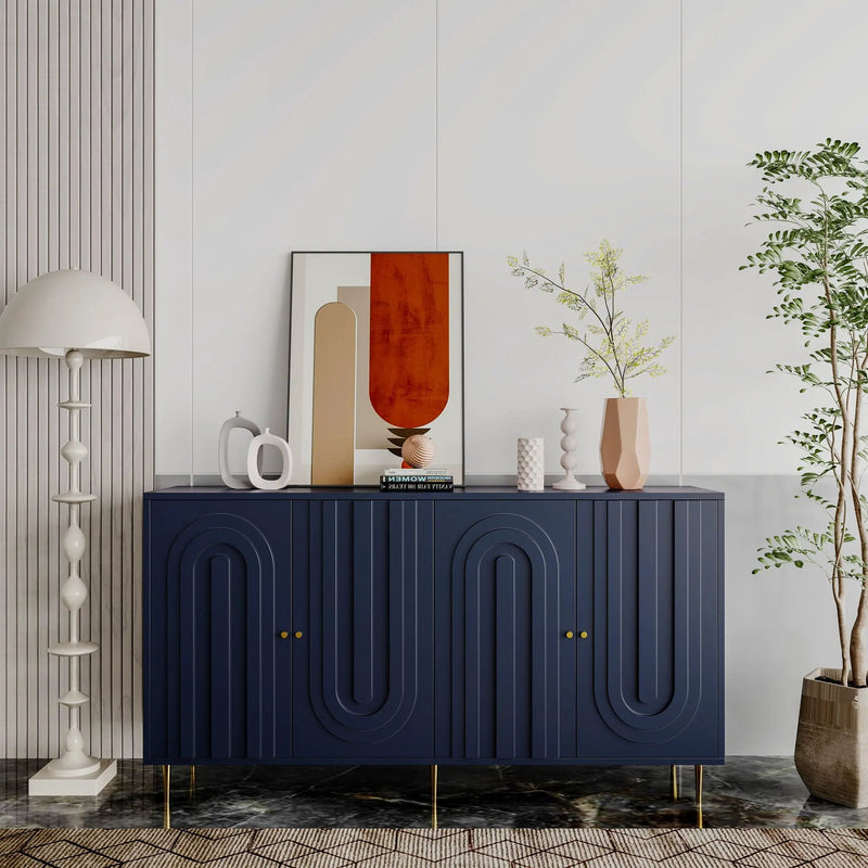 Modern Lacquered 4 Door Cabinet Sideboard Buffet Server Cabinet Storage Cabinet, For Living Room, Entryway, Hallway, Office, Kitchen And Dining Room by Unique Piece Furniture