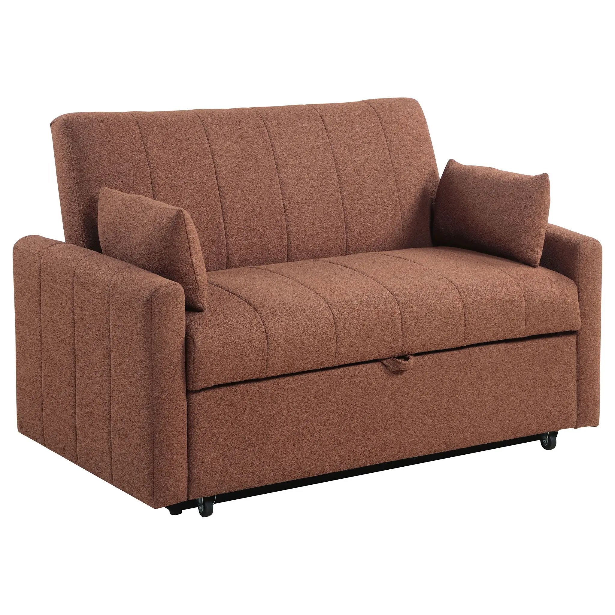 Portland Boucle Upholstered Sleeper Sofa Bed Copper by Unique Piece Furniture