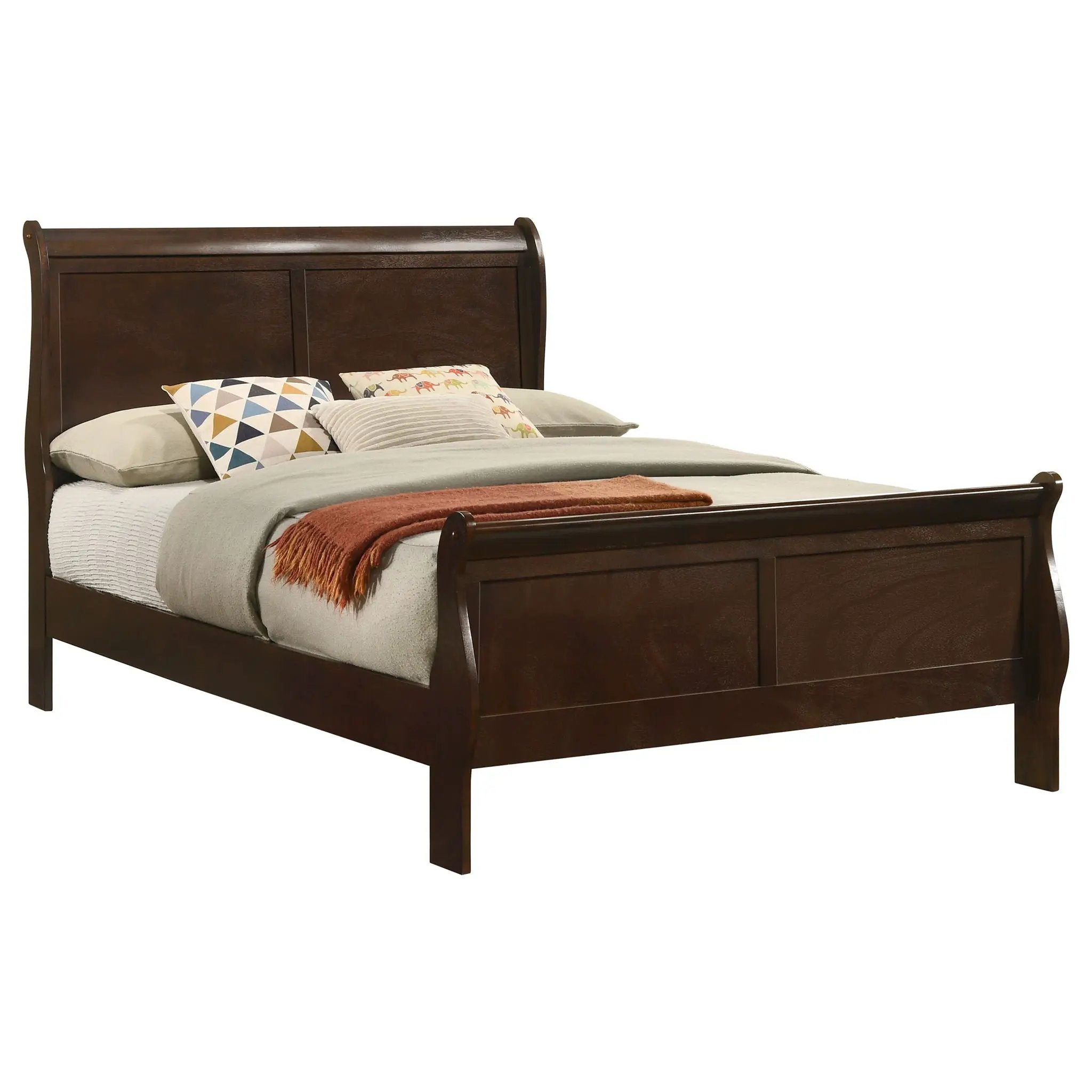 Louis Philippe Wood Full Sleigh Bed Cappuccino by Unique Piece Furniture