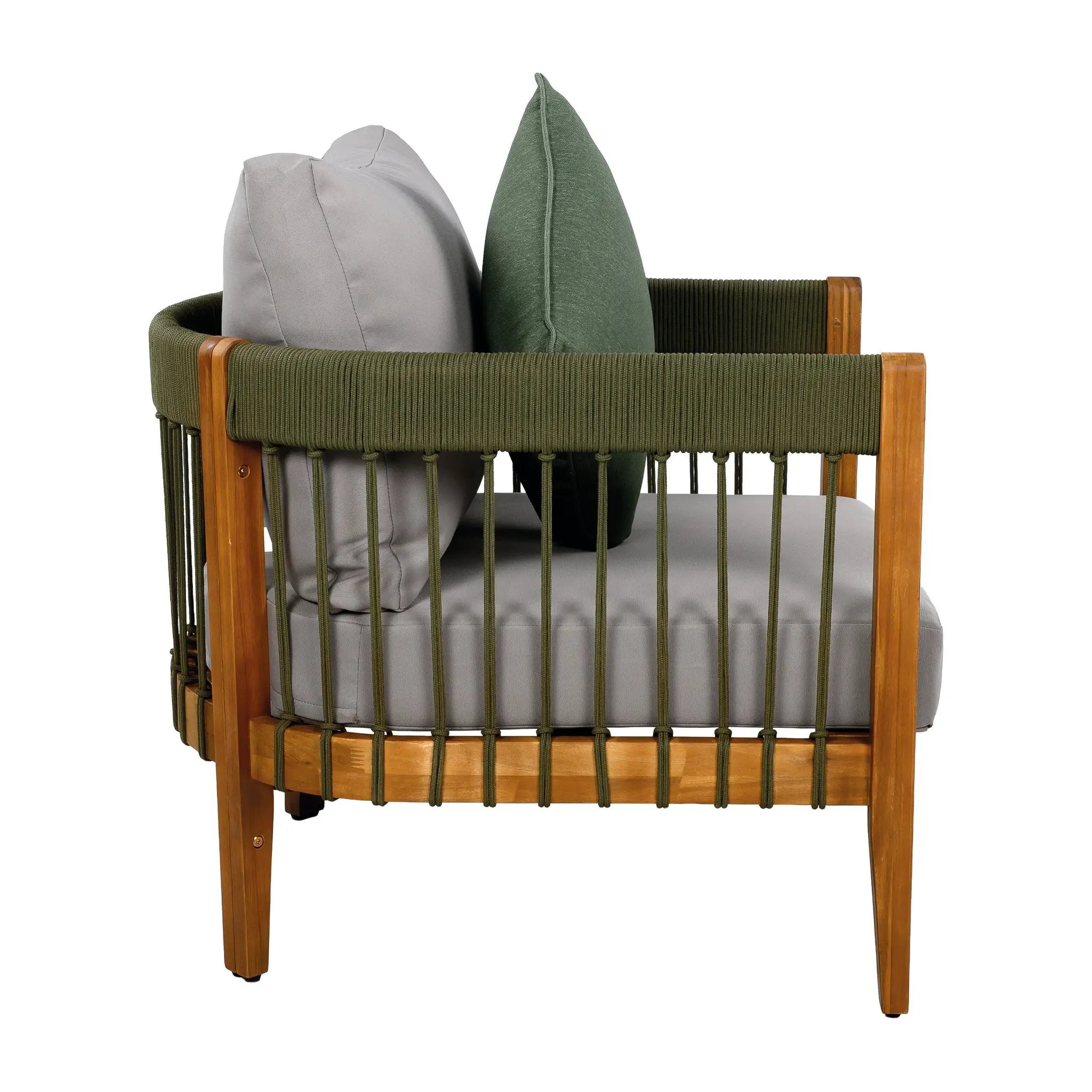 [Set of 2] Acacia Wood Outdoor Club Chair with Rope Accents by HouseOfZazla