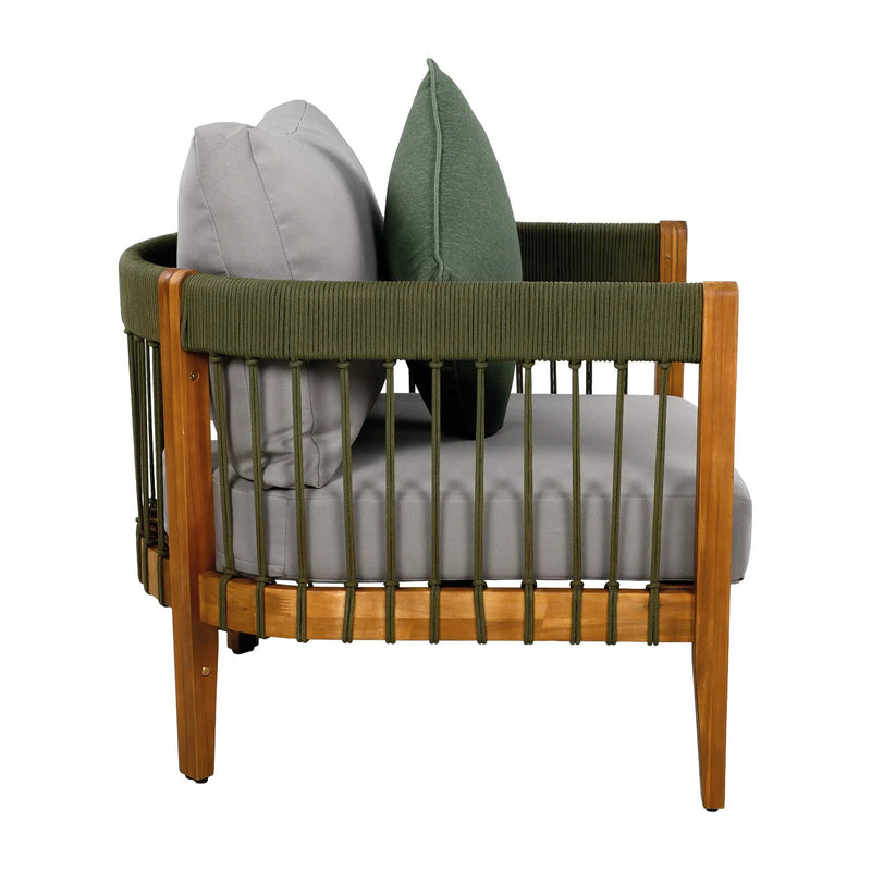 [Set of 2] Acacia Wood Outdoor Club Chair with Rope Accents by HouseOfZazla