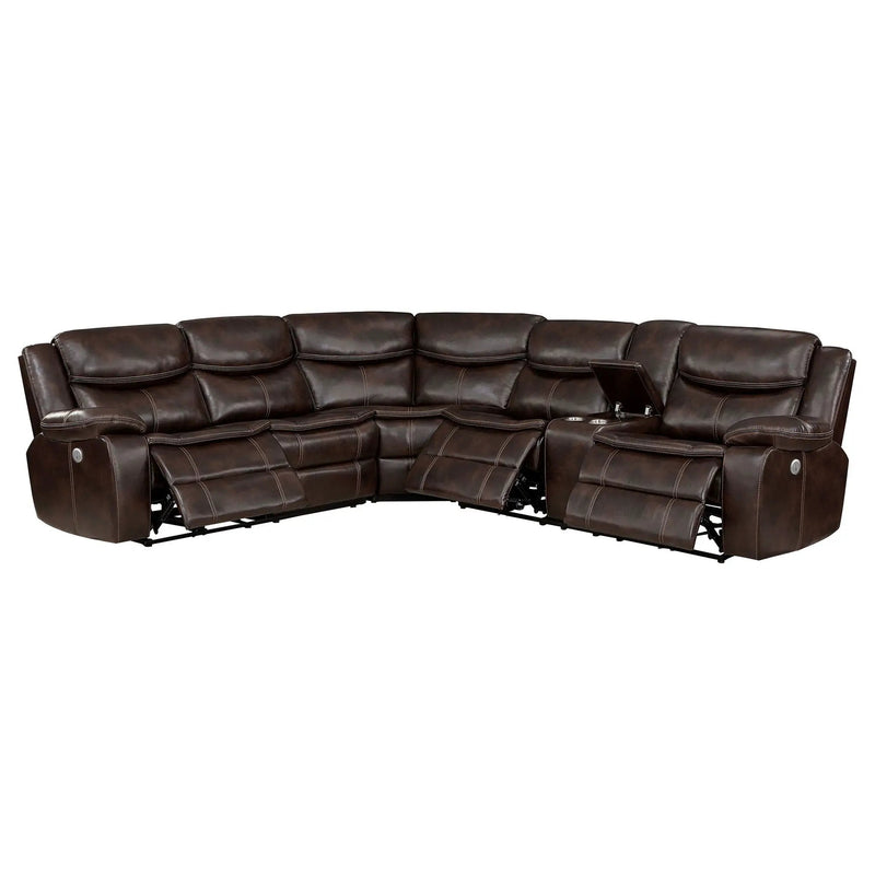 Sycamore Upholstered Power Reclining Sectional Sofa Brown by Unique Piece Furniture