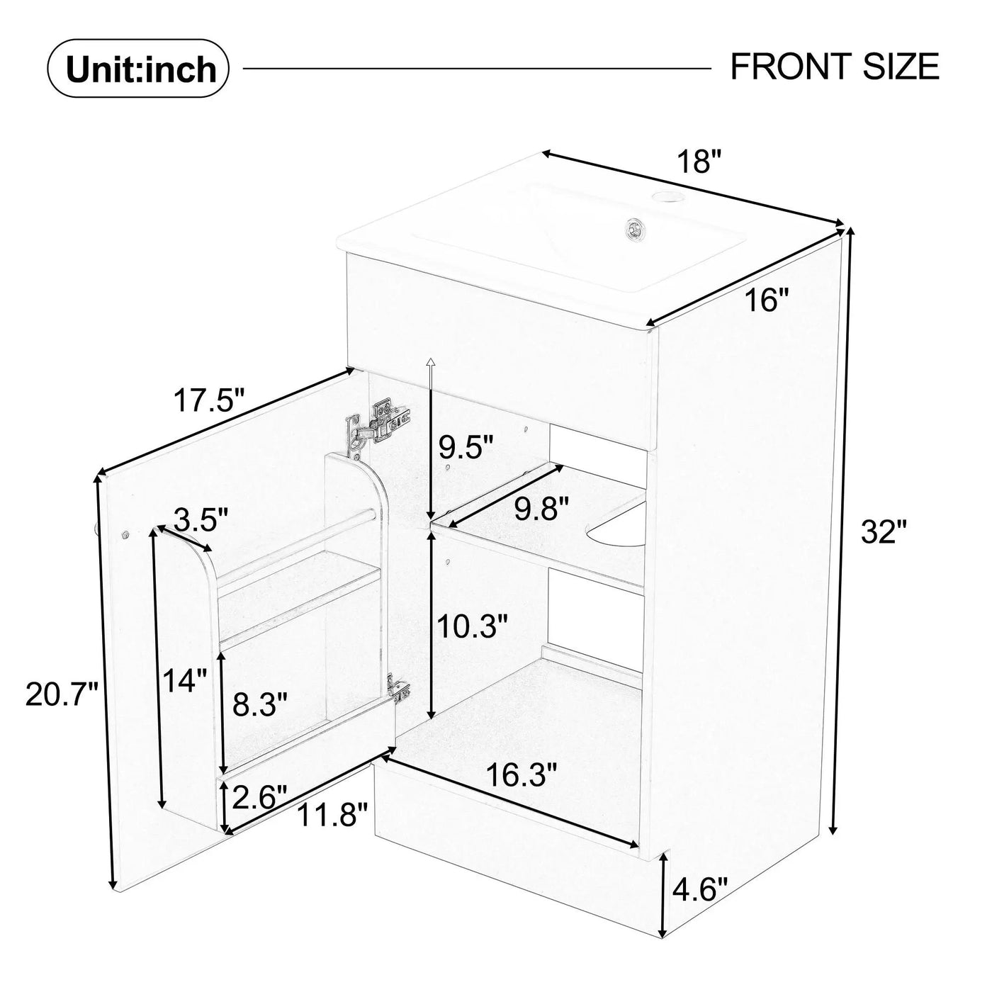 Bathroom Vanity With Sink, Cabinet With Adjustable Shelf by HouseOfZazla