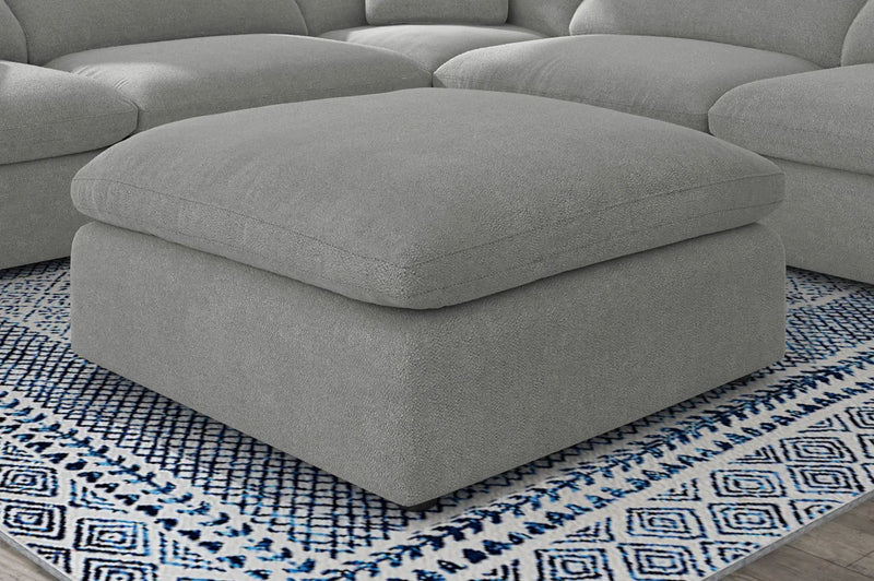 Raleigh Boucle Upholstered Ottoman Grey by Unique Piece Furniture