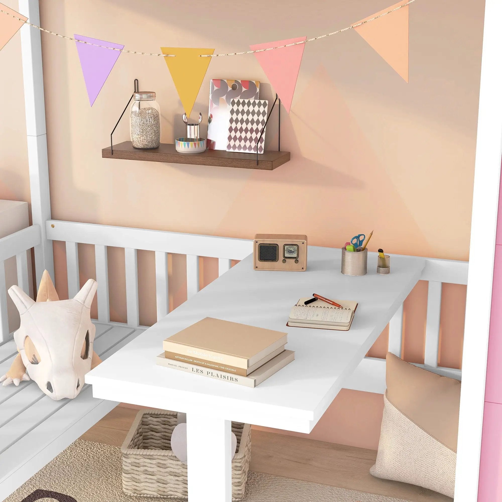 Twin Over Twin Bunk Bed With Changeable Table, Bunk Bed Turn Into Upper Bed And Down Desk by HouseOfZazla