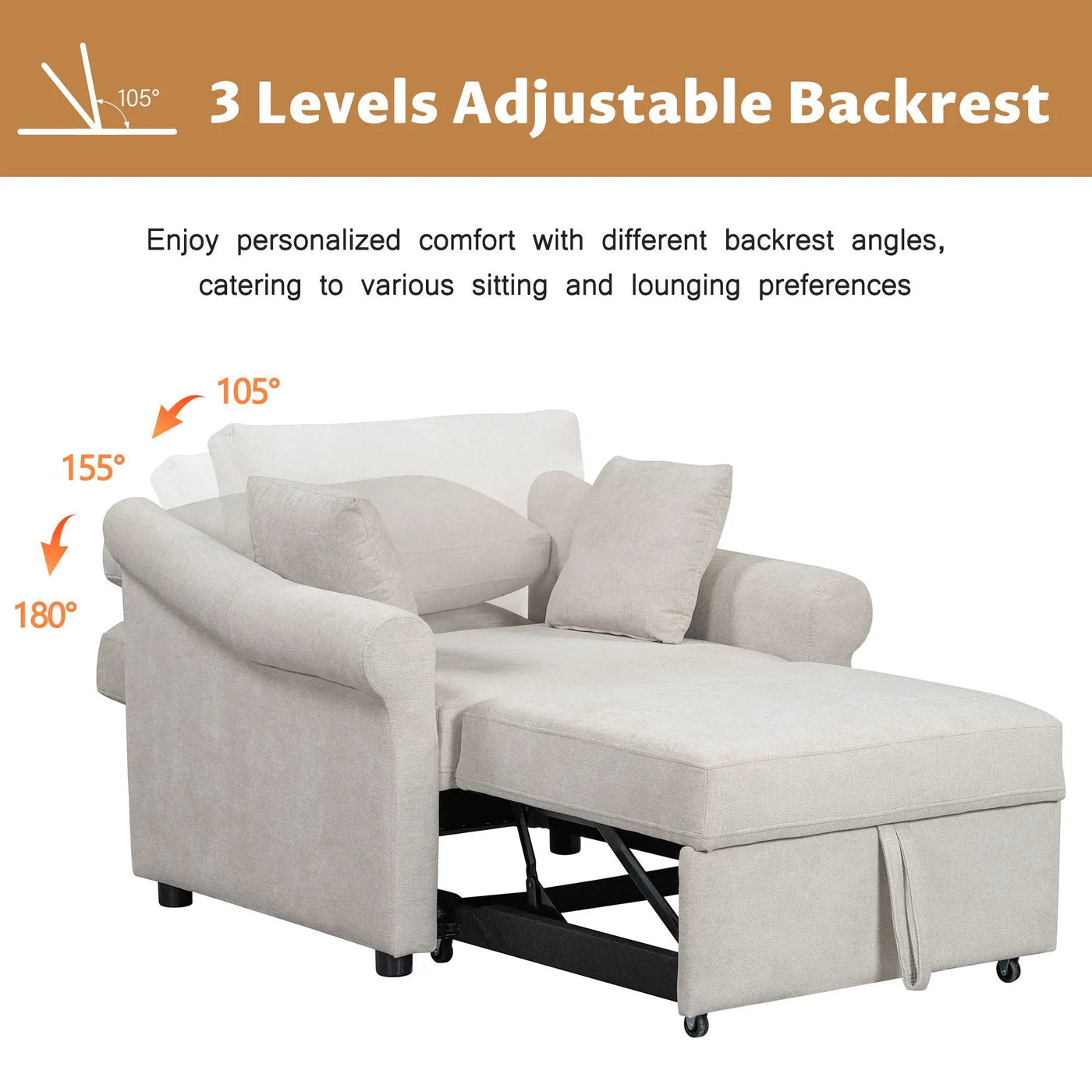 Convertible Sleeper Chair With Adjustable Backrest by HouseOfZazla