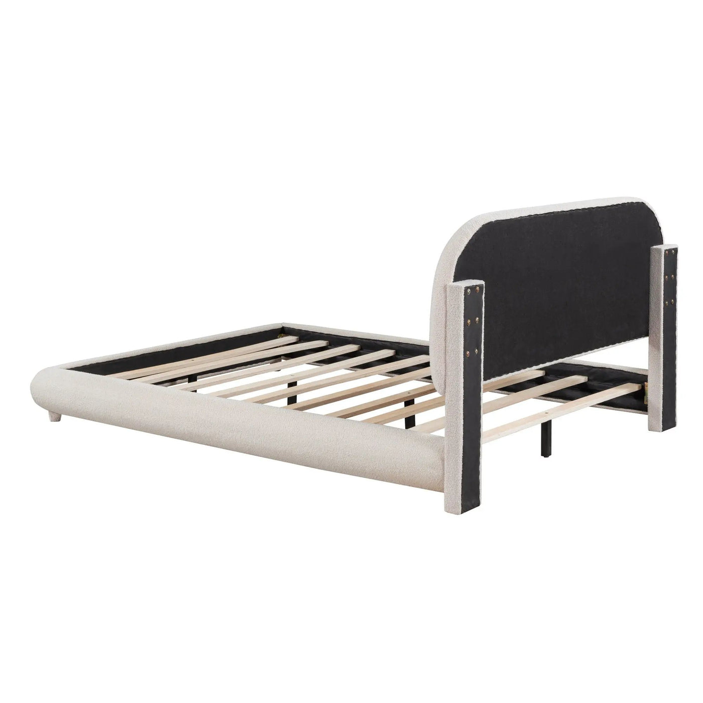 Upholstered Platform Bed With Thick Solid Frame And Stylish Curve-Shaped Design by HouseOfZazla