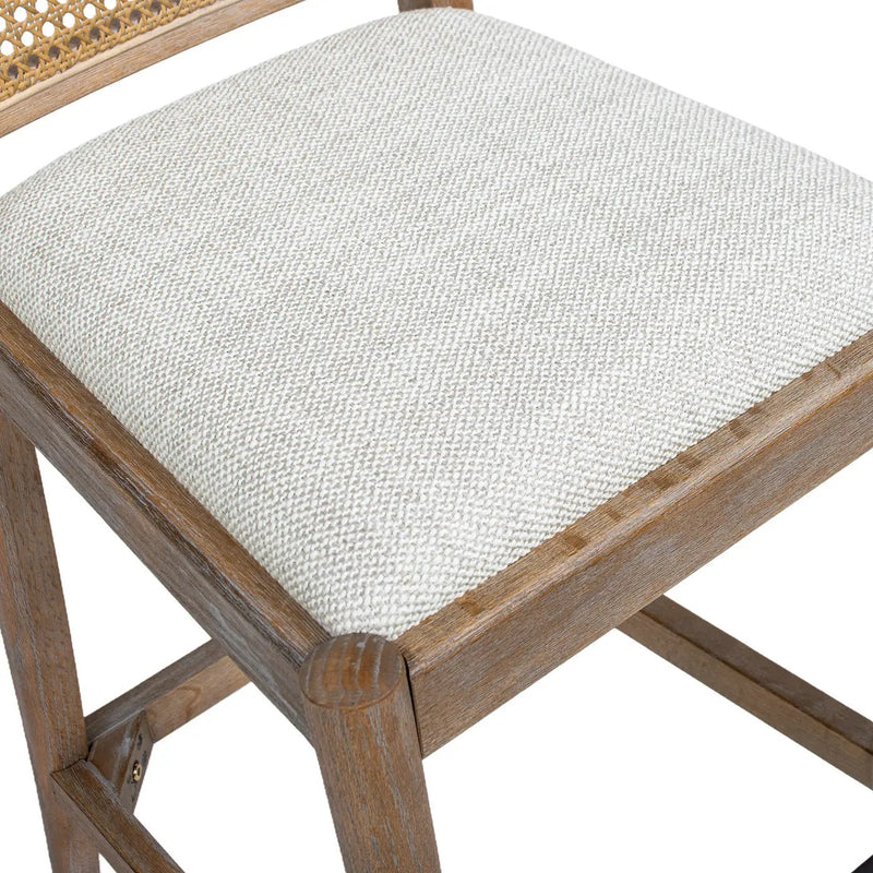 Panama 26.5" Curved Back Cane Rattan Counter Stool, Set of 2, Two-Tone Neutral by HouseOfZazla