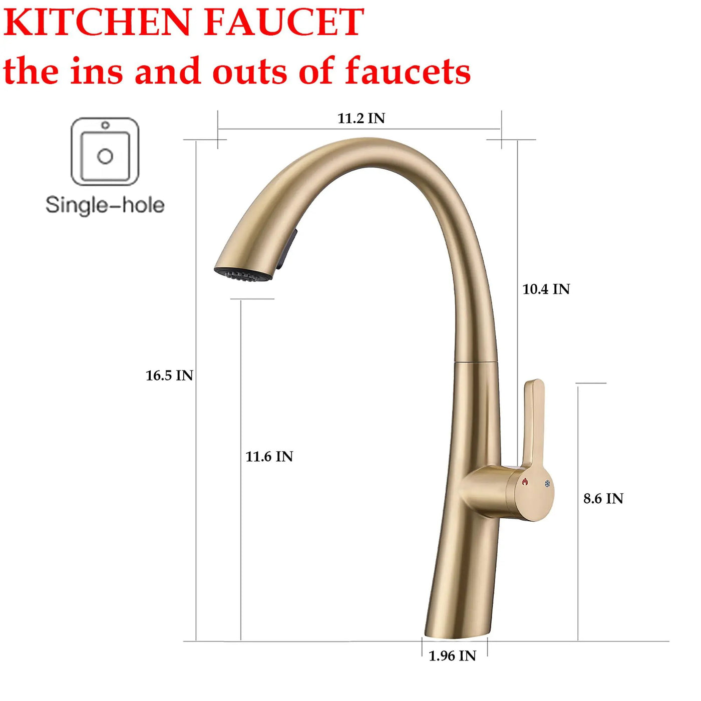 Elegant Single Handle Stainless Steel Pull Out Kitchen Faucet With High Arch Spout by HouseOfZazla