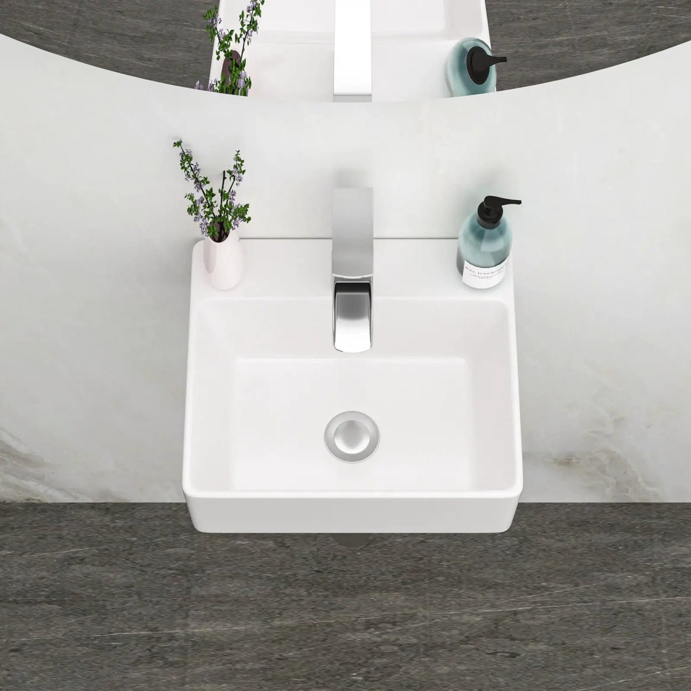 Ceramic Rectangle Wall Mount Bathroom Sink With Single Faucet Hole by HouseOfZazla