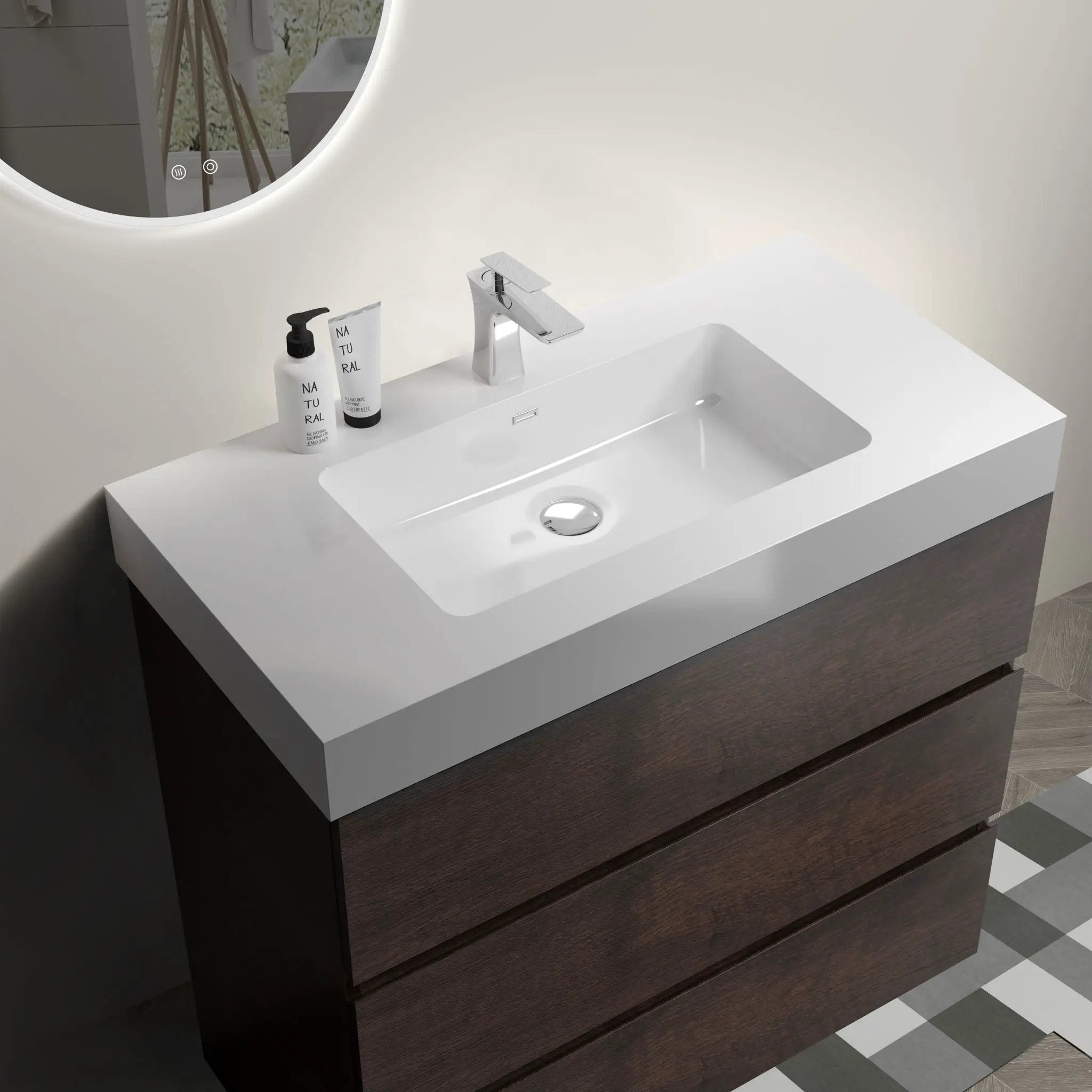 Alice - Bathroom Vanity With Large Storage Freestanding Bathroom Vanity, Sink For Modern Bathroom, One-Piece Sink Basin Without Drain And Faucet by Unique Piece Furniture