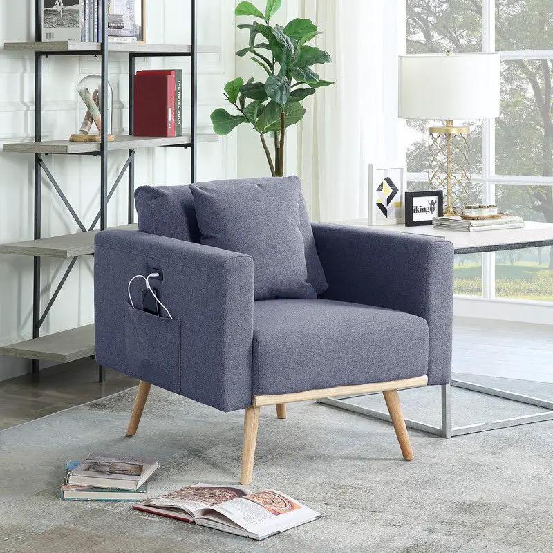 Easton - Fabric Chair With USB Charging Ports Pockets And Pillows by Unique Piece Furniture