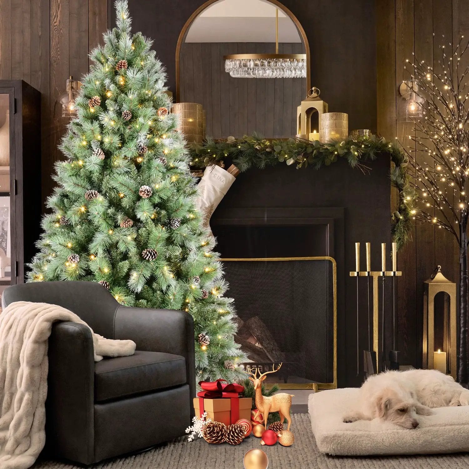 9Ft Christmas Tree with 122 Pine Cones by HouseOfZazla