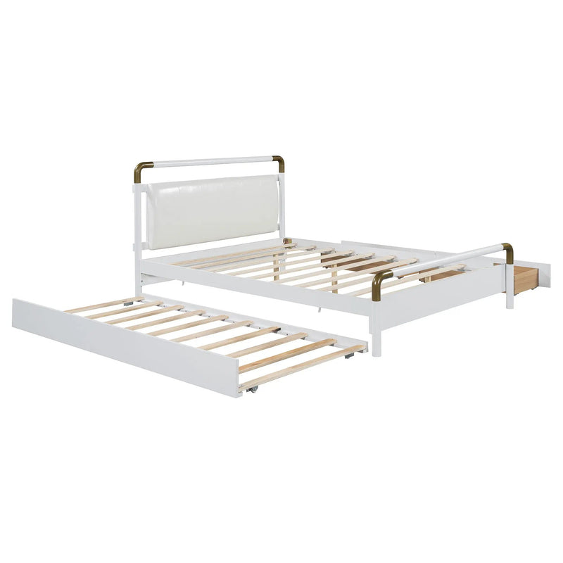 Storage Platform Bed, With 2 Big Drawers, Trundle by Unique Piece Furniture