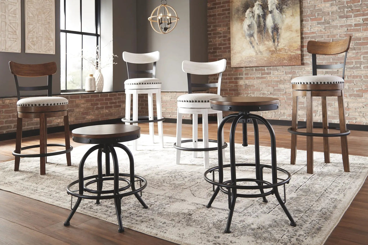 Valebeck - Full Back Swivel Stool by Unique Piece Furniture
