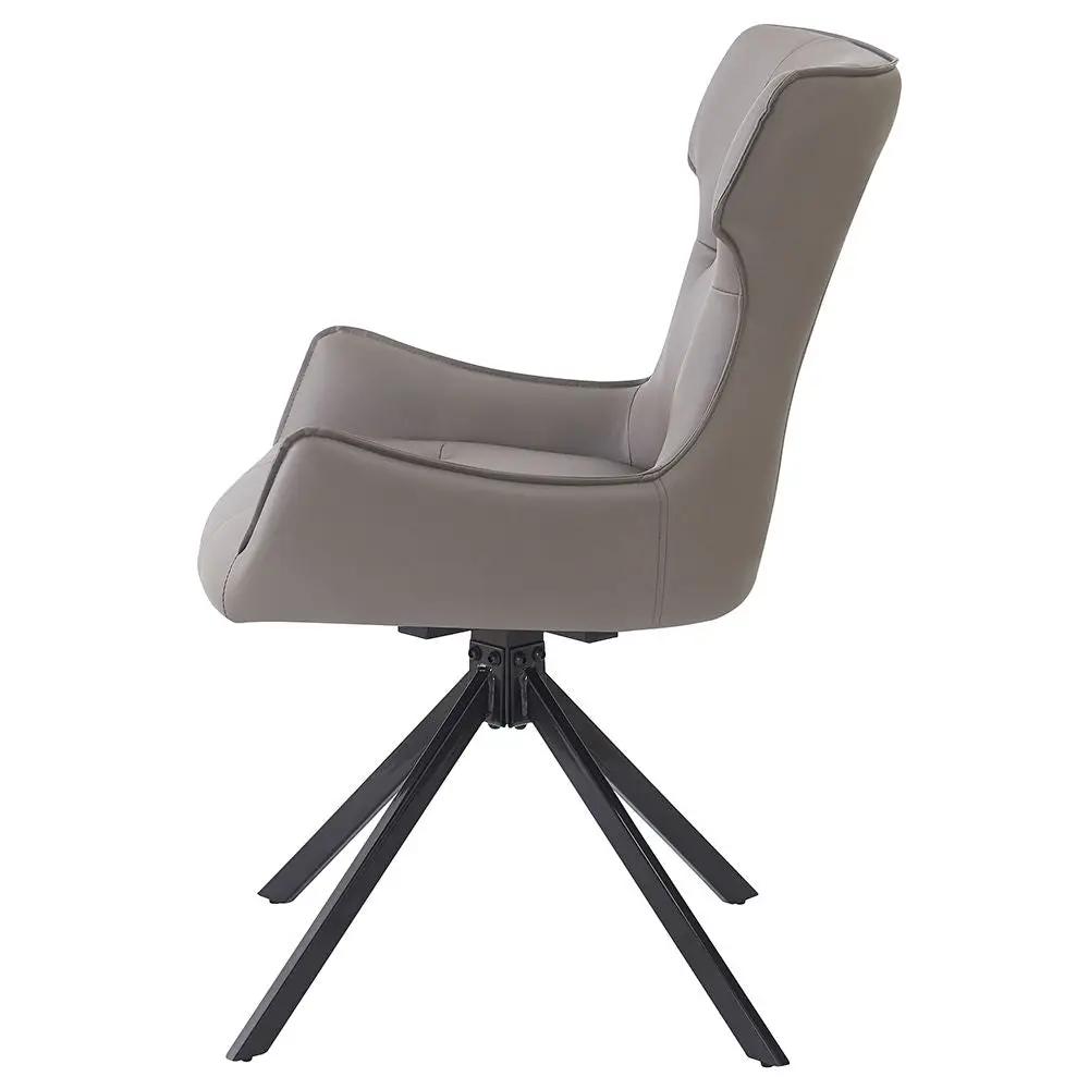 Damita - Camel Synthetic Leather Side Chair With Swivel (Set of 2) - Gray & Black Finsh by Unique Piece Furniture