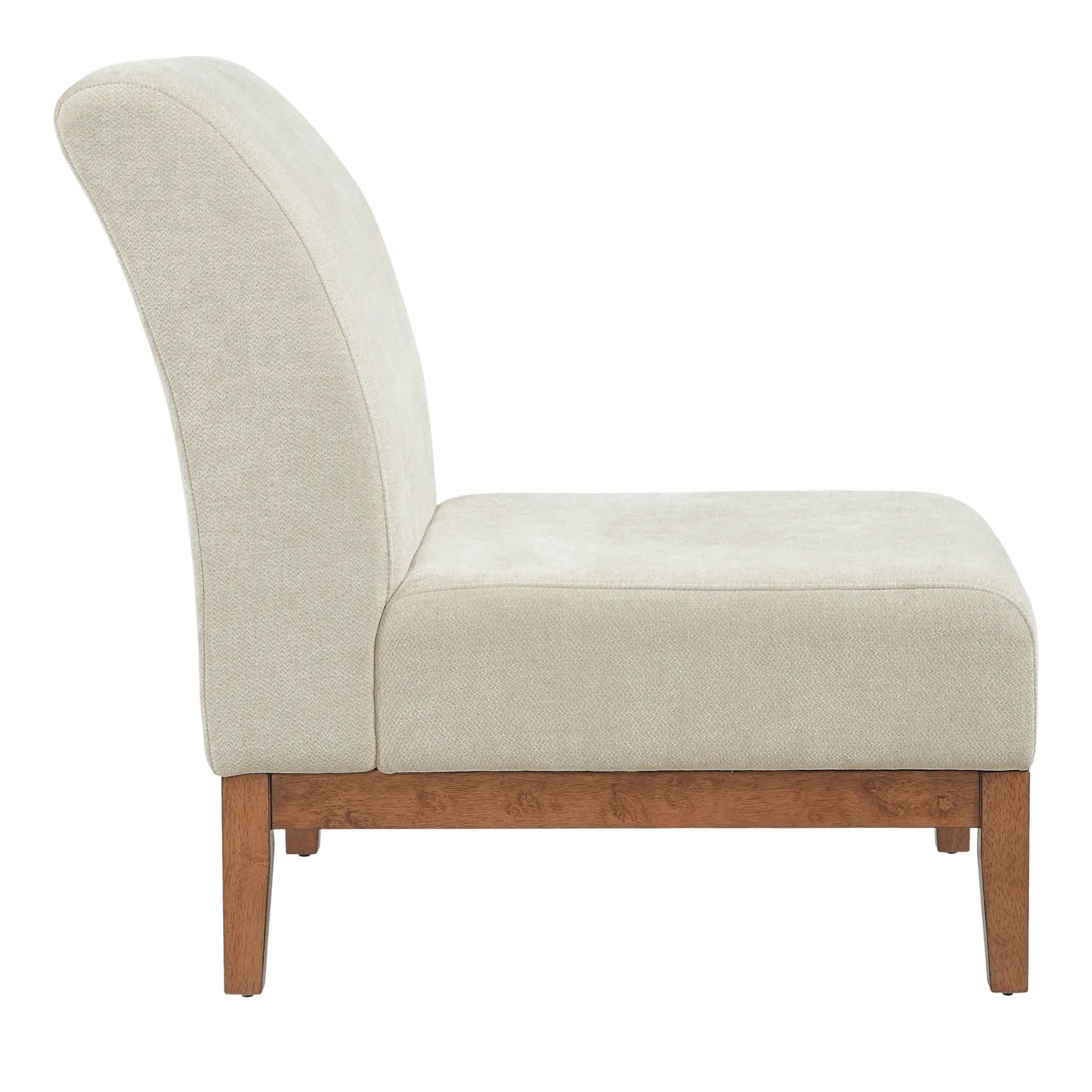 Upholstered Accent Chair - Beige / Walnut by HouseOfZazla