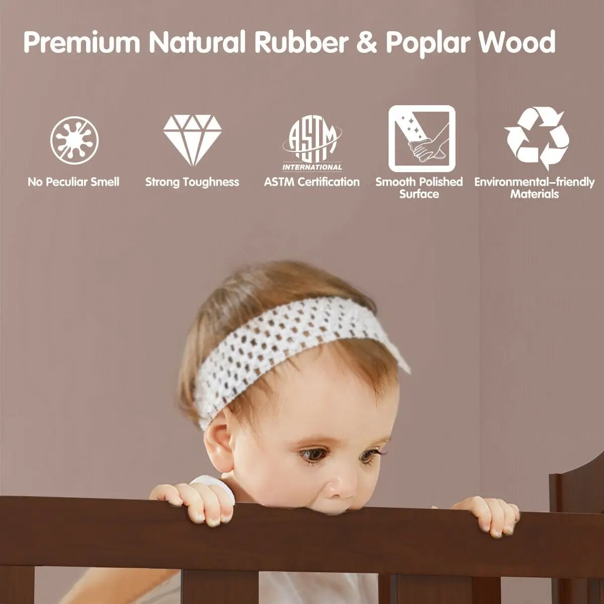 2-in-1 Classic Convertible Wooden Toddler Bed with 2 Side Guardrails for Extra Safety by DirectDeals