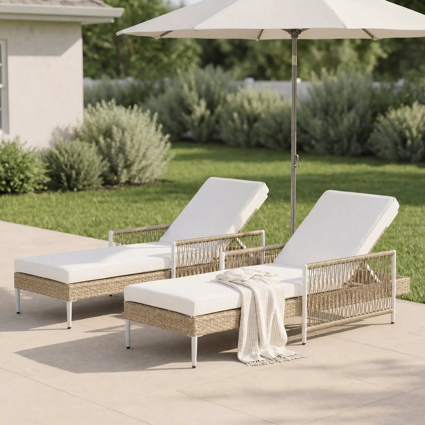 TOPMAX Outdoor All-Weather PE Rattan Chaise Lounge Set of 2 by HouseOfZazla