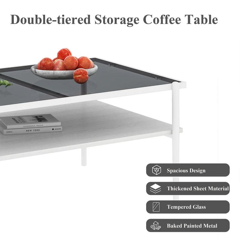 Rectangle Coffee Table With Tempered Glass Top And Legs, Modern Table For Living Room by Unique Piece Furniture