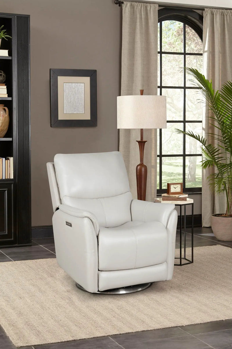 Salem - Swivel Recliner With Power Recline, Power Headrest, Power Lumbar, Layflat, 3" Footrest Extension by Unique Piece Furniture