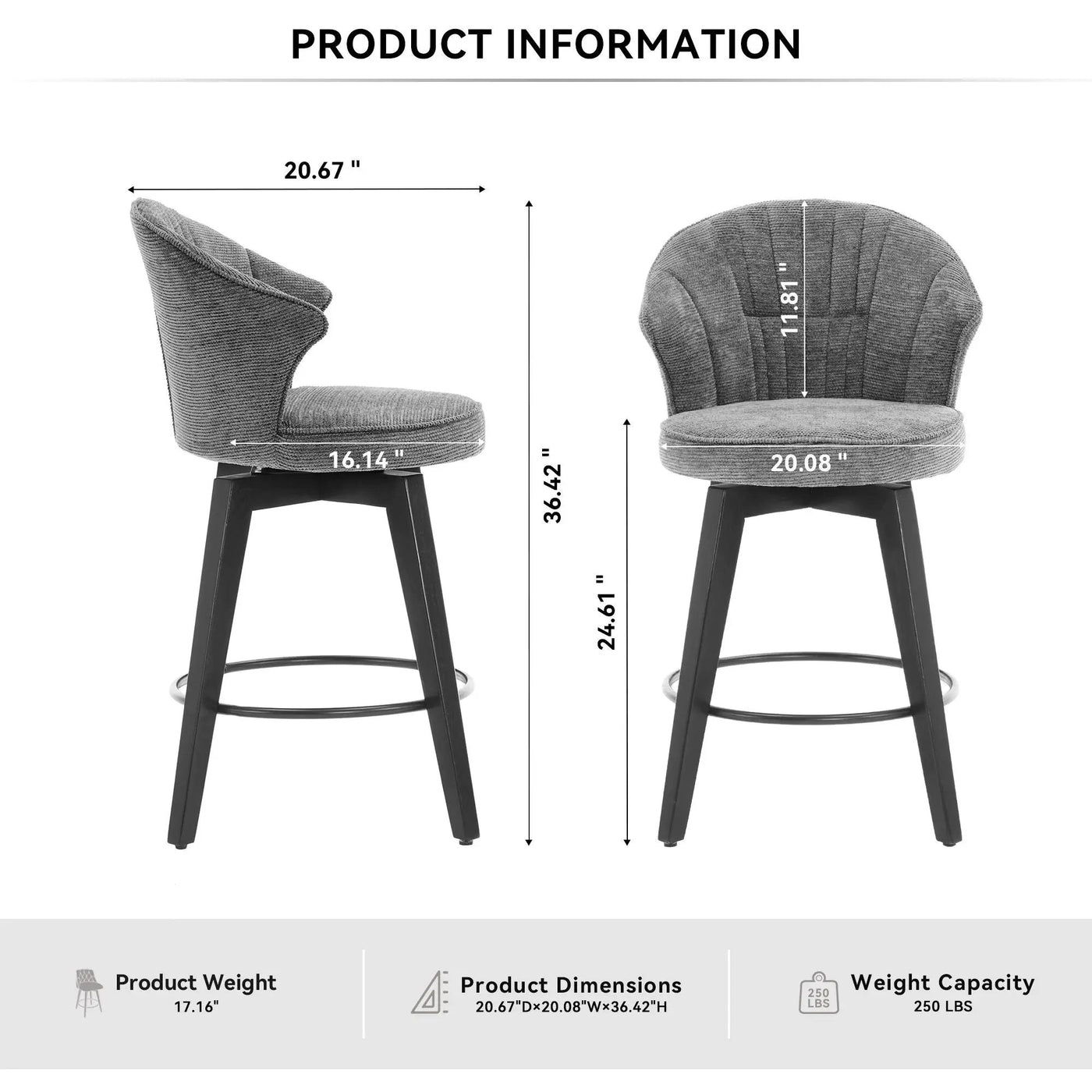 Wing Back Swivel Bar Stools (Set of 2) by HouseOfZazla