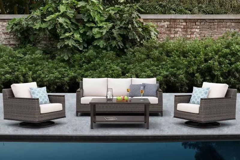 Beaufort 4-Piece Wicker Sofa Set with Swivel Rocking Chairs by Outdoor-USA®
