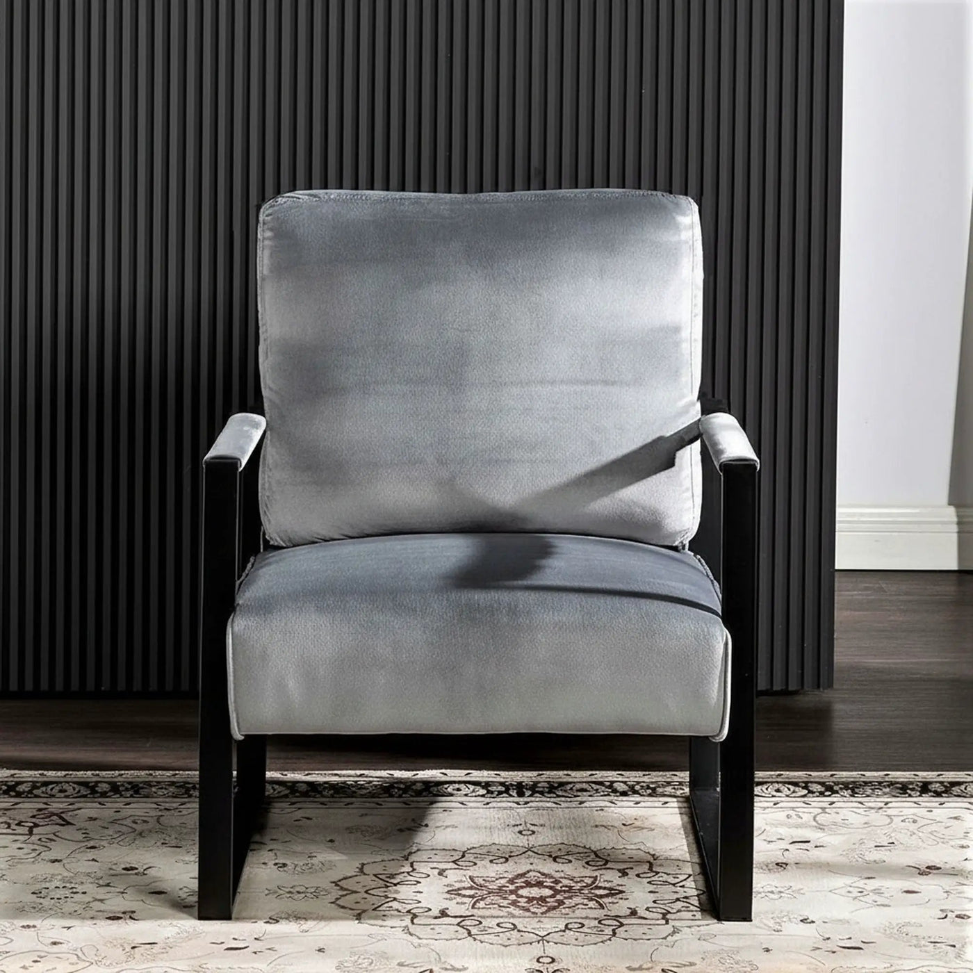 Classic Mid Century Modern Accent Chair With Durable Square Metal Frame, Armchair by HouseOfZazla