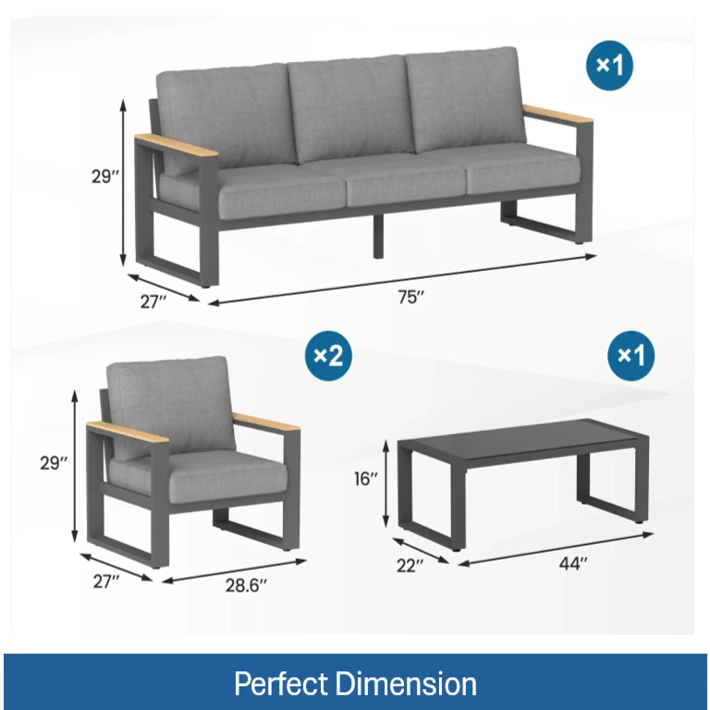 Modern Outdoor Sofa Set With Coffee Table by HouseOfZazla