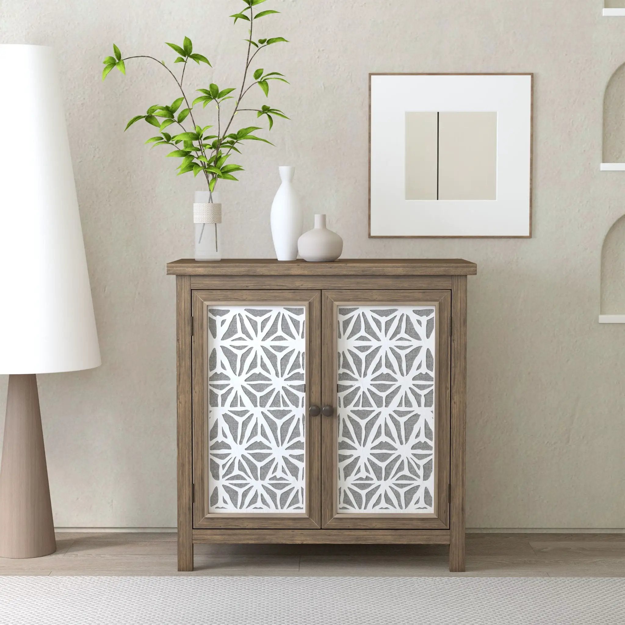 Storage Cabinet, Organizer - Brown Antique White by Unique Piece Furniture