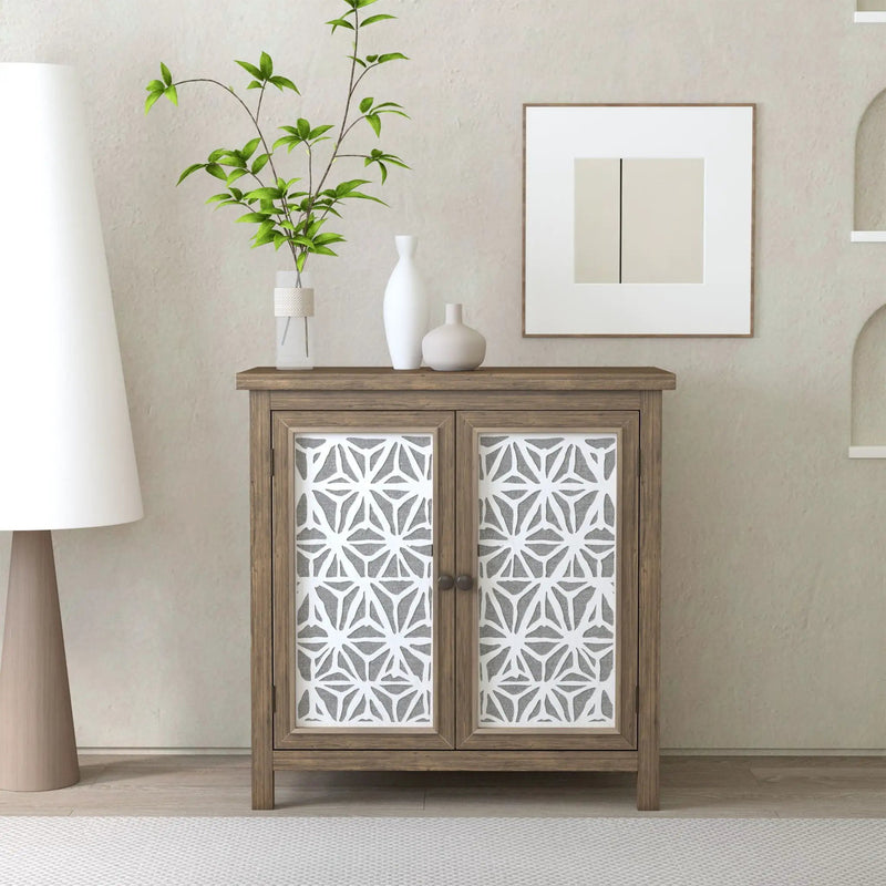 Storage Cabinet, Organizer - Brown Antique White by Unique Piece Furniture