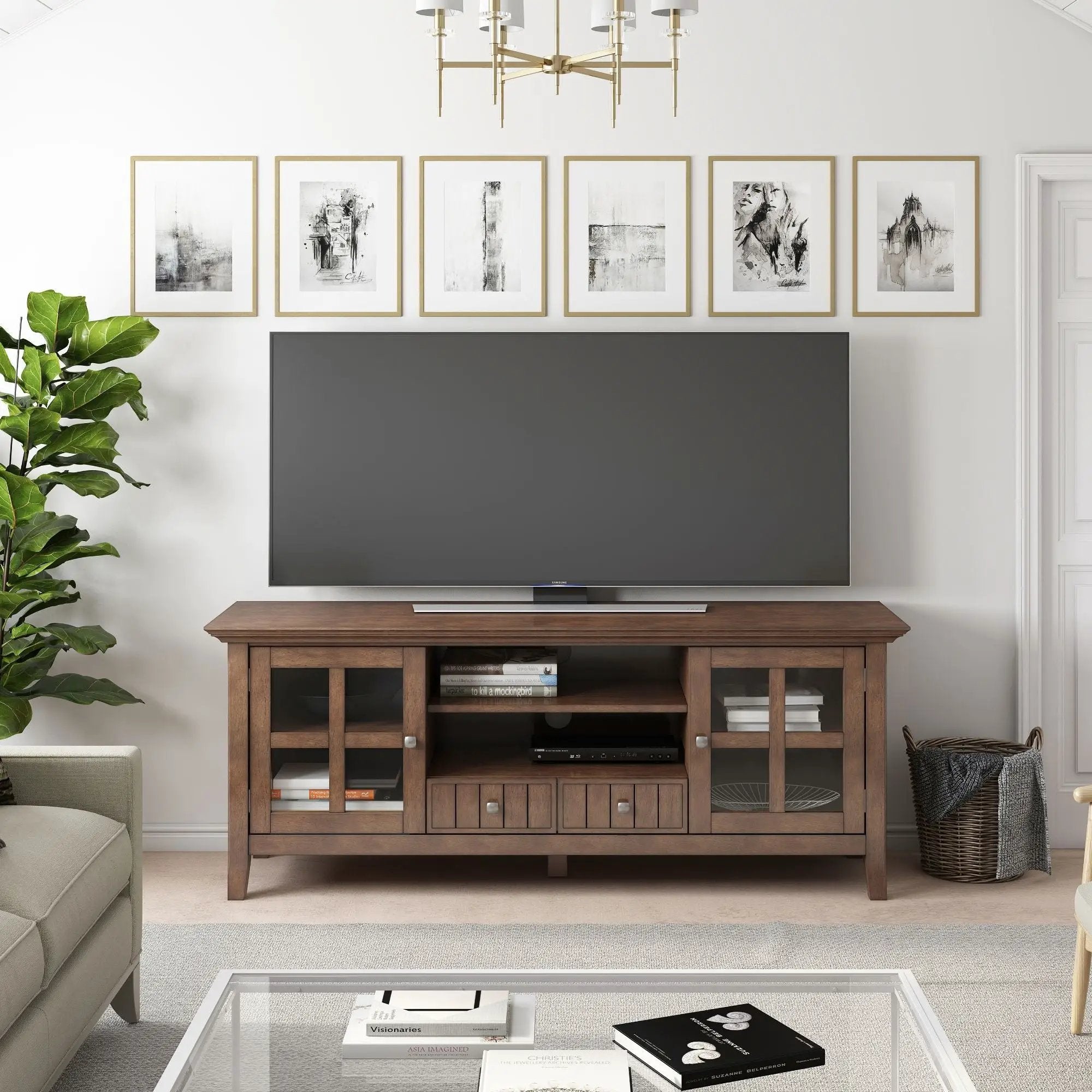 Acadian - TV Media Stand - Rustic Natural Aged Brown by HouseOfZazla