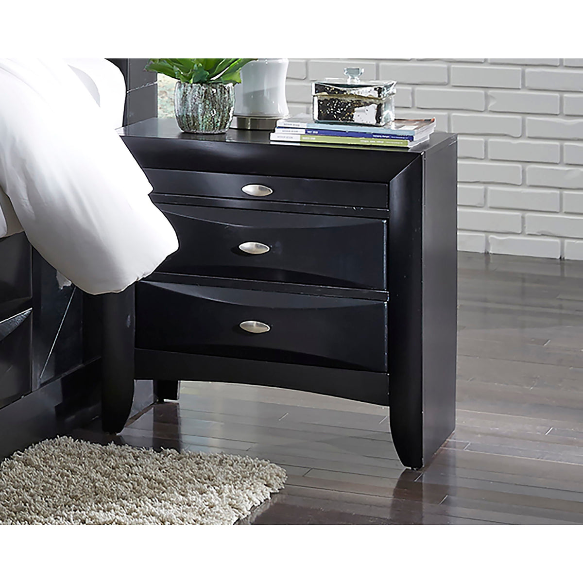Nightstand with Spacious Drawers and Chambered Fronts - Black or Dark Brown, photo 3 of 13