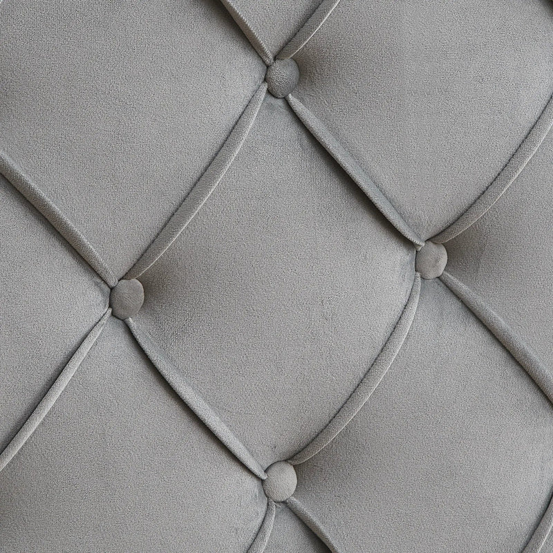 Queen Platform Upholstered Bed Button Tufted With Curve Design, Strong Wood Slat Support - Gray by HouseOfZazla