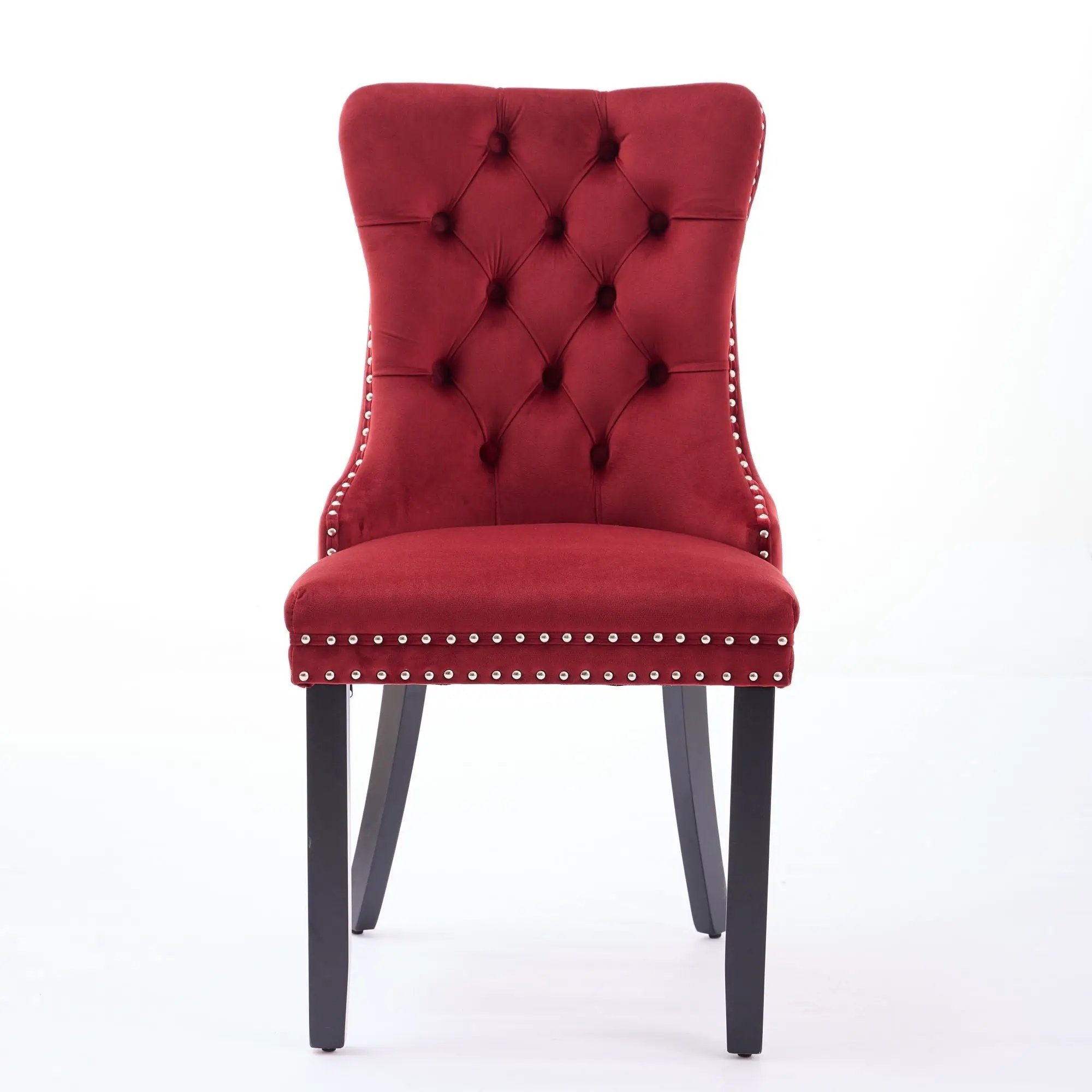 Classic Velvet Dining Chairs - Burgundy (Set of 2) by HouseOfZazla