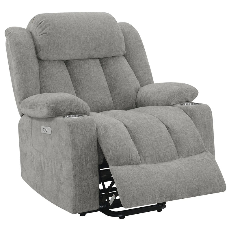 Houston Upholstered Power Lift Recliner Grey by Unique Piece Furniture