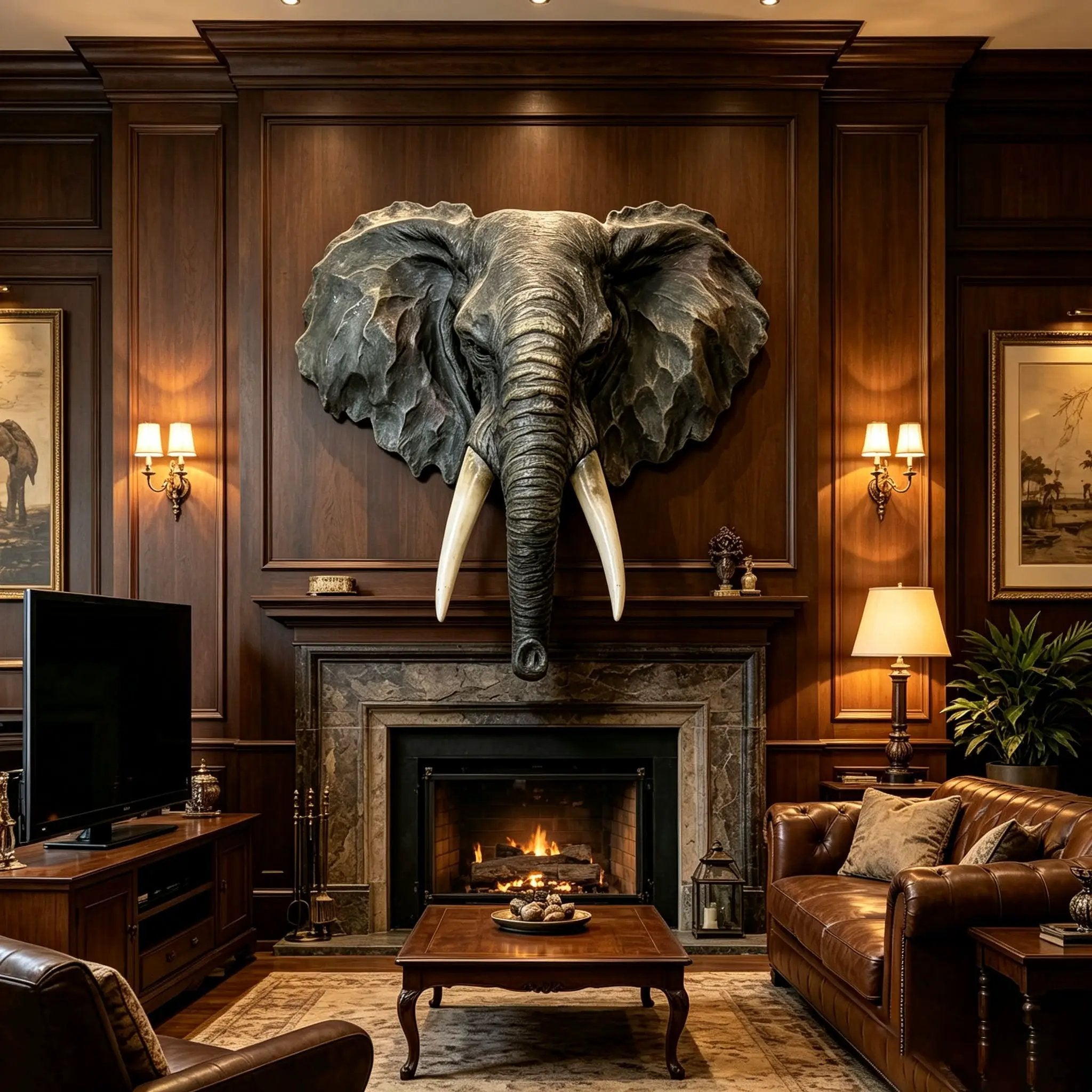 15.75" Wide Realistic Elephant Head Wall Sculpture by HouseOfZazla