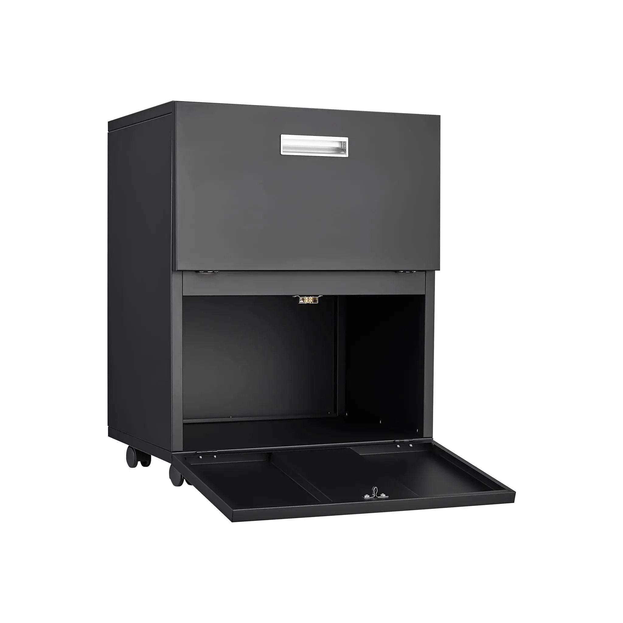 Office Furniture Copier Cabinet 2 Door Steel Copier Stand Mobile Pedestal File Printer Stand - Black by Unique Piece Furniture