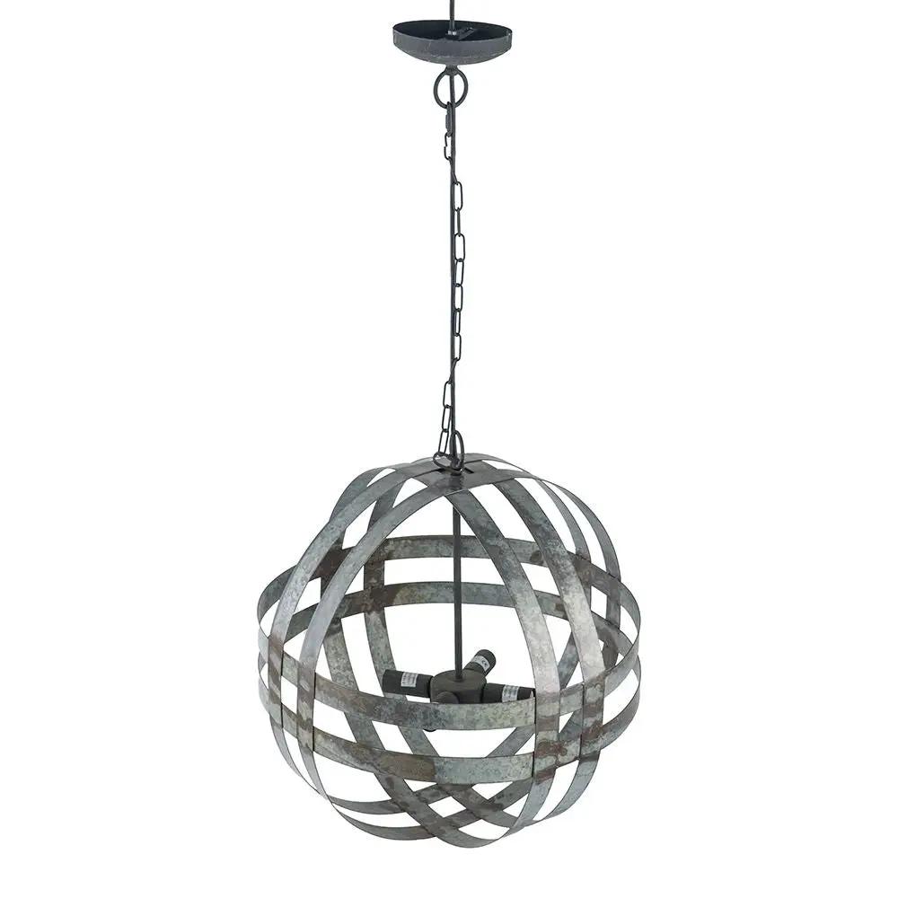 4 Light Galvanized Chandelier, Hanging Light Fixture With Adjustable Chain For Kitchen, Bulb Not Included - Gray by HouseOfZazla