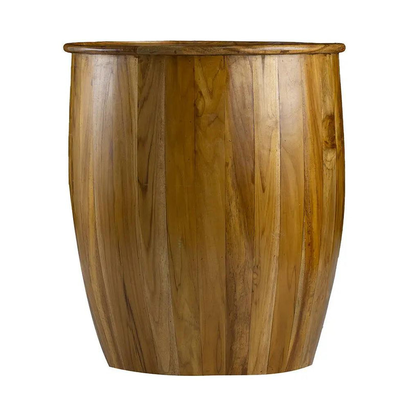 Drum Side Table With Tray Style Top - Brown by HouseOfZazla