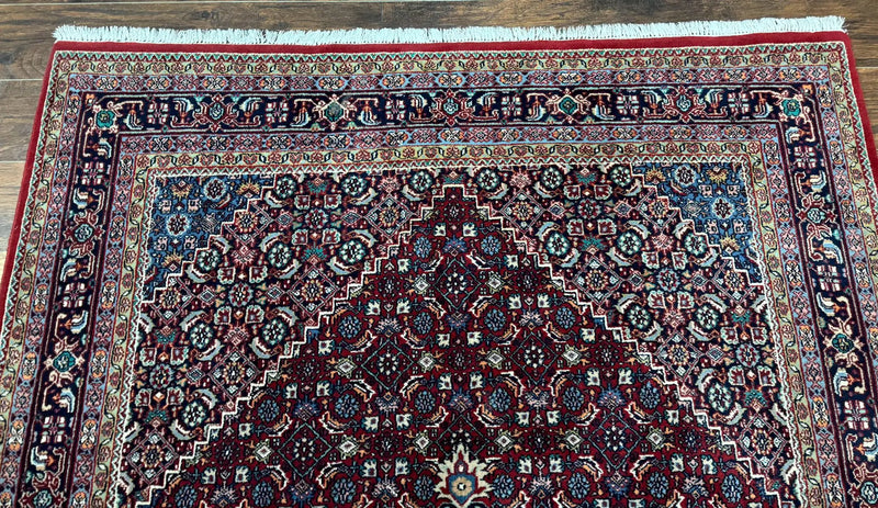 Indo Persian Bidjar Rug 6x9, Vintage Wool Handmade Carpet by Jewel Rugs